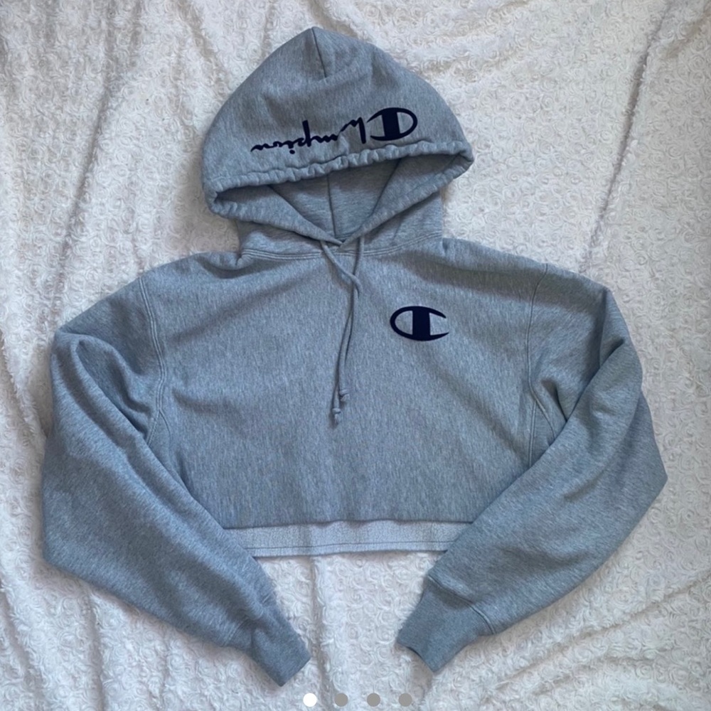 Champion reverse weave grey crop hoodie